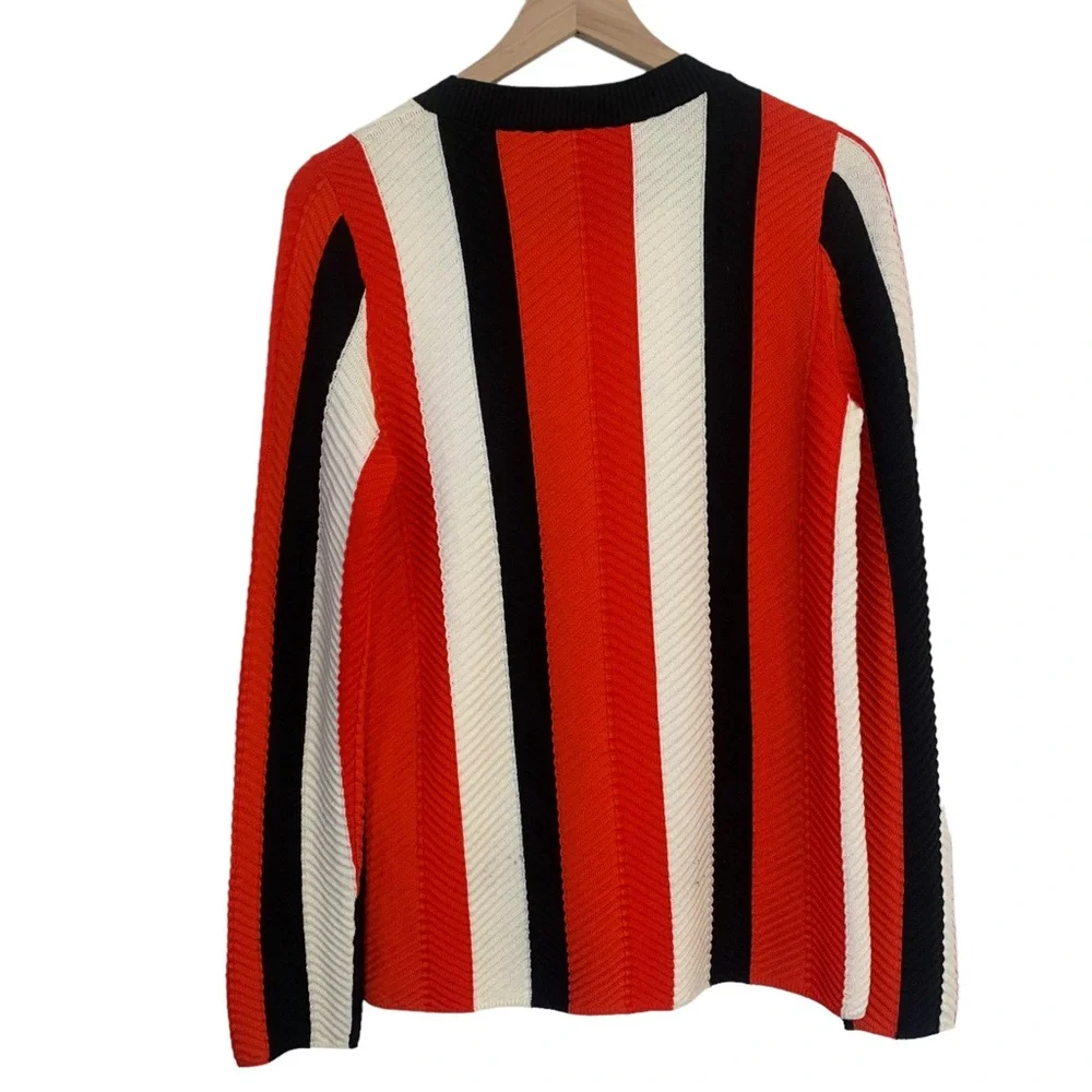 Akris Punto Bergdorf Goodman Herringbone Stripe Merino Pullover Sweater